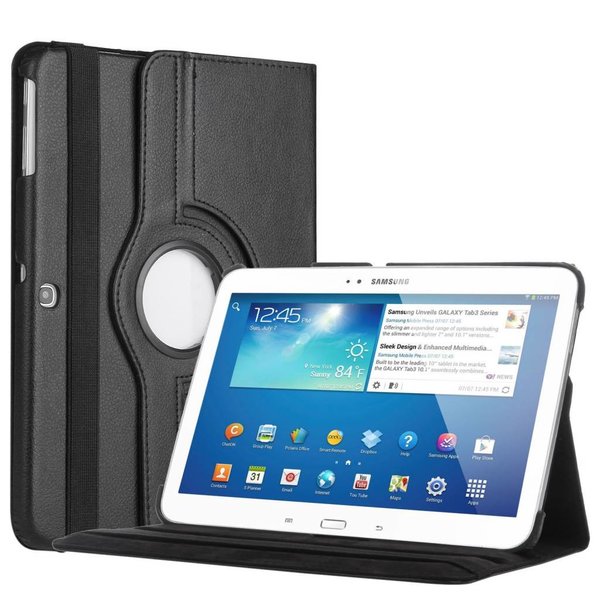 Merkloos Samsung Galaxy Tab 4 10.1 T530 / T533 VE Tablet draaibare case cover hoesje Zwart
