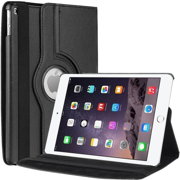 Merkloos Apple iPad Air 2 Case, 360 graden draaibare Hoes, Cover - Zwart