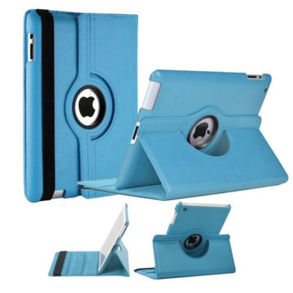 Merkloos Luxe 360 graden Protect cover case voor iPad 2 / 3 / 4 Licht Blauw