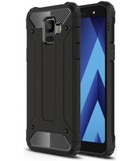 Merkloos Samsung Galaxy A6 (2018) Anti Shock Dual Layer Hybrid Armor hoesje zwart