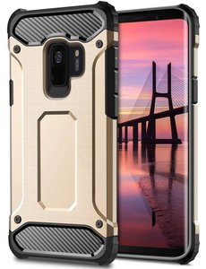 Merkloos Samsung Galaxy A6+ Plus (2018) Anti Shock Dual Layer Hybrid Armor hoesje goud