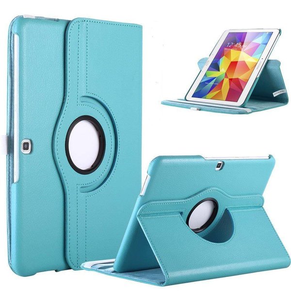 Merkloos Samsung Galaxy Tab 4 10.1 T530 Tablet draaibare case cover hoesje Licht Blauw