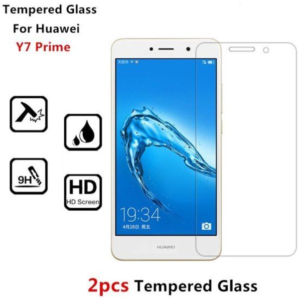 Merkloos 2 Stuks - Huawei Y7 Prime (2018) Screenprotector Tempered Glass  (0.3mm)