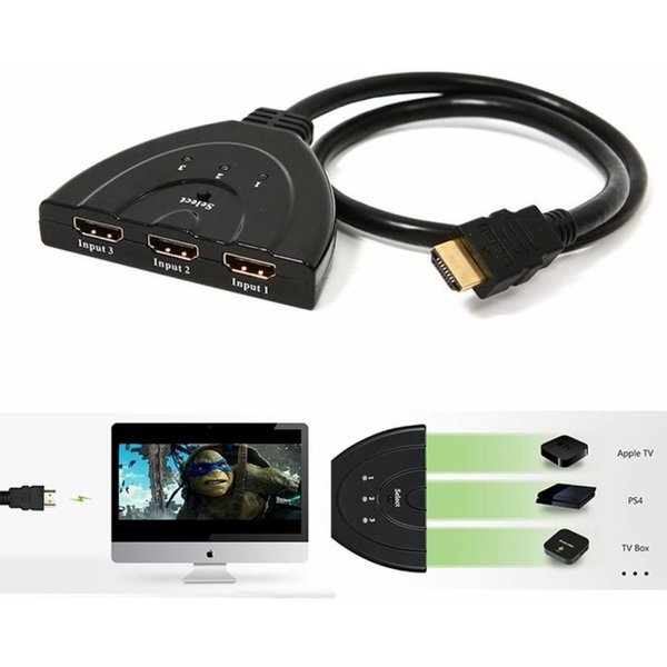 Ntech HDMI Switch Splitter 3 HDMI in / 1 HDMI out - 1080P tot 4K Ultra HD Resolutie-Pigtail