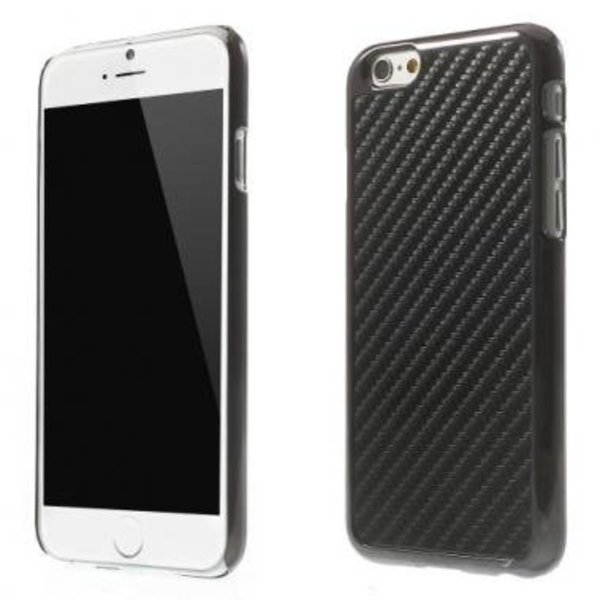 Merkloos Apple iPhone 6 4, 7 Hard Case met PU Lederen Coating Plated Carbon Fibre Zwart