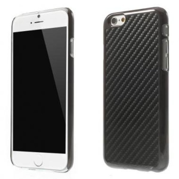 Merkloos Apple iPhone 6 4, 7 Hard Case met PU Lederen Coating Plated Carbon Fibre Zwart