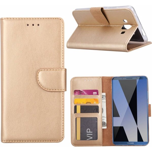 Merkloos Huawei Mate 10 Portemonnee hoesje / book case Champagne Goud