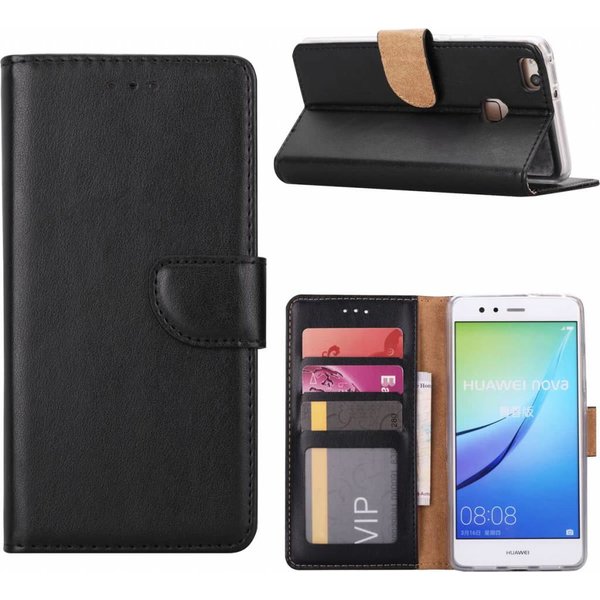 Merkloos Huawei P10 Plus Portemonnee / Boektype hoesje met stand Zwart