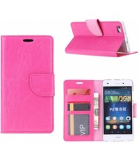 Merkloos Huawei P10 Portemonnee hoesje met stand Pink / Roze