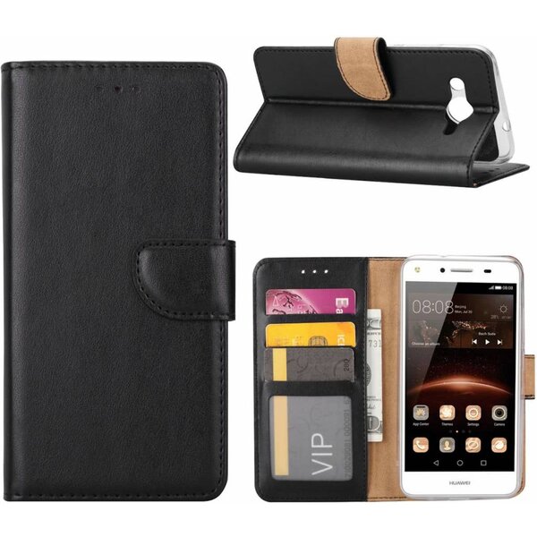 Merkloos Huawei Y3 2017 Portemonnee hoesje / book case Zwart