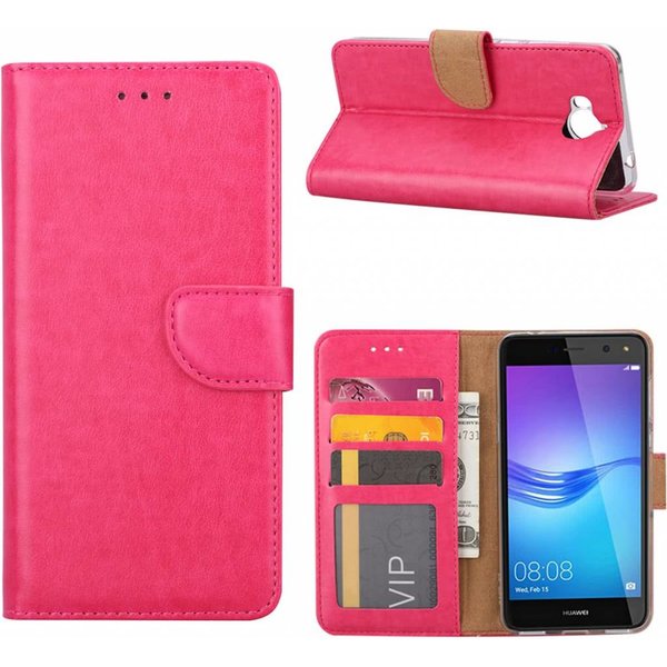 Merkloos Huawei Y6 2017 Portemonnee hoesje / book case Pink