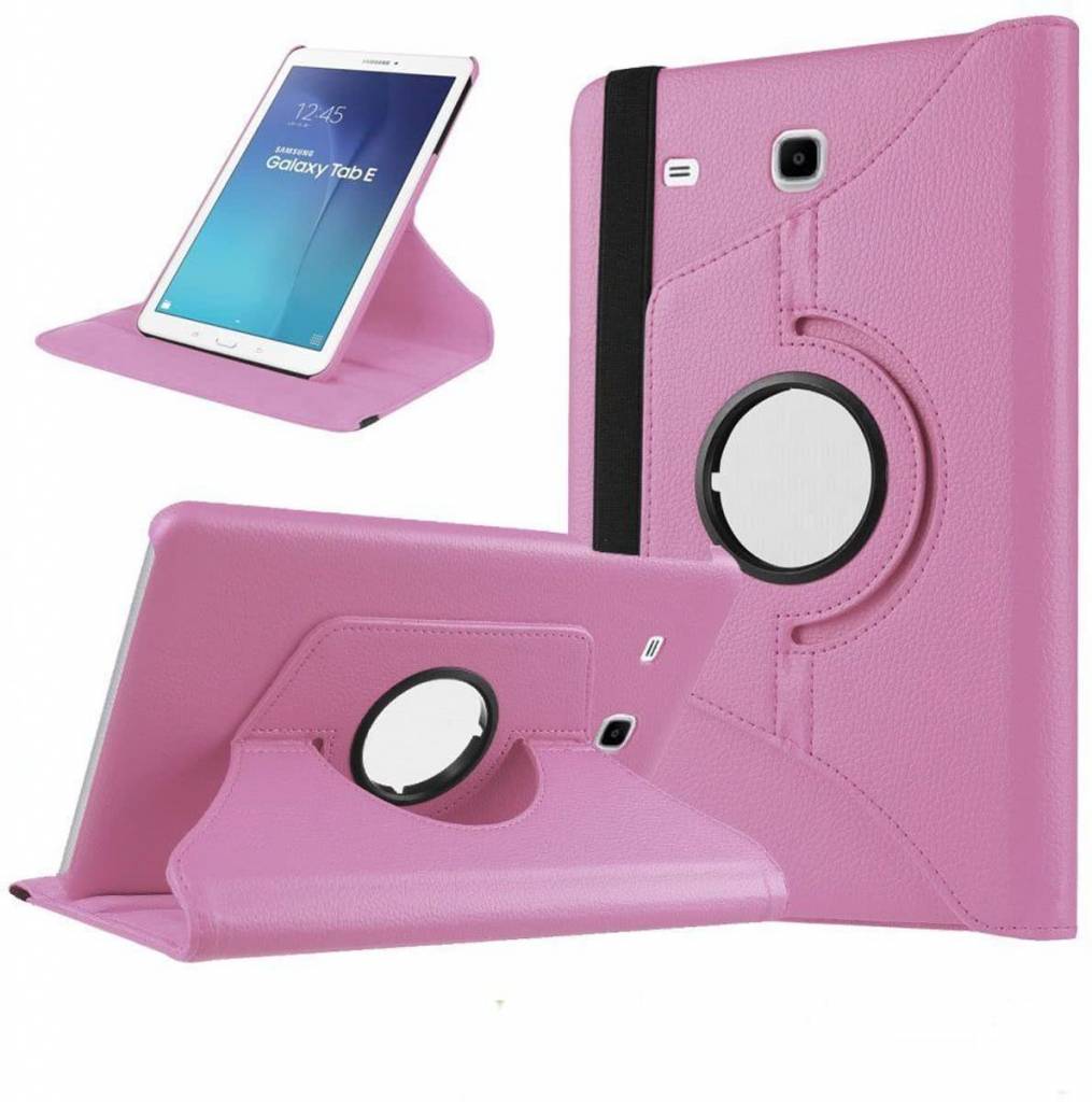 Strippen Boekwinkel Word gek Licht Roze Galaxy Tab E 9,6 inch Tablet Case hoesje met 360ﾰ draaistand  cover hoes - Phonecompleet.nl