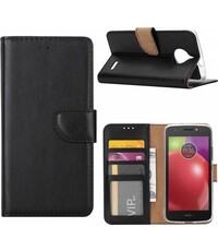 Merkloos Motorola Moto C+ (Plus) Portmeonnee hoesje / geschikt voor 3 pasjes Zwart