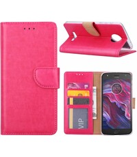 Merkloos Motorola Moto X4 Portemonnee hoesje / book case Pink