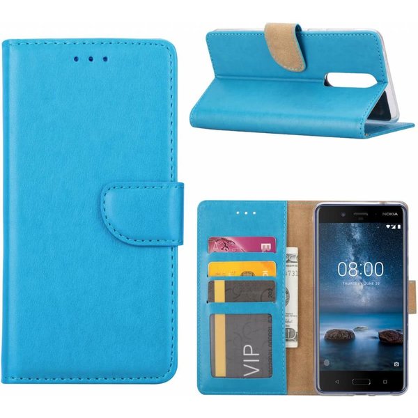 Merkloos Nokia 8 Portemonnee hoesje / book case Blauw