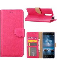 Merkloos Nokia 8 Portemonnee hoesje / book case Pink