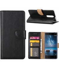 Merkloos Nokia 8 Portemonnee hoesje / book case Zwart