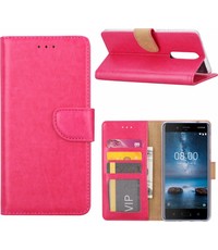 Merkloos Portemonnee hoesje voor Nokia 3 book case met pasjes Pink