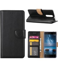 Merkloos Portemonnee hoesje voor Nokia 3 book case met pasjes Zwart