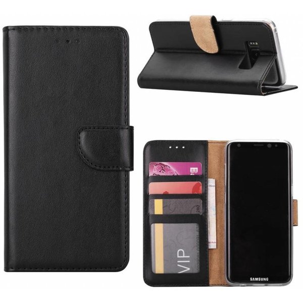 Merkloos Samsung Galaxy J3 2016 Portmeonnee hoesje / booktype case zwart