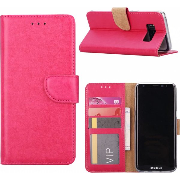 Merkloos Samsung Galaxy S8 Booktype / Portemonnee lederen hoesje Pink