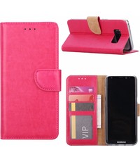 Merkloos Samsung Galaxy S8+ (Plus) Portemonnee / Booktype lederen hoesje Pink