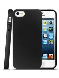 Merkloos iPhone 5 / 5S - TPU Back Case Hoesje Siliconen Zwart
