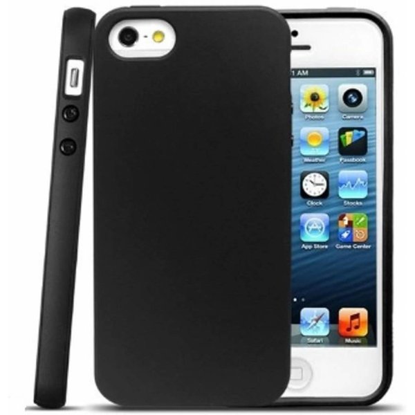 Merkloos iPhone 5 / 5S - TPU Back Case Hoesje Siliconen Zwart