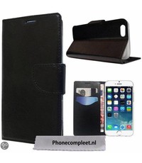 Merkloos iPhone 6 / iPhone 6S (4, 7 inch) Wallet Boek Case Lederen Hoesje Zwart