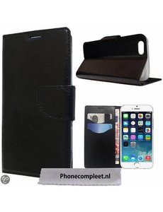 Merkloos iPhone 6 / iPhone 6S (4, 7 inch) Wallet Boek Case Lederen Hoesje Zwart