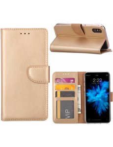 Merkloos iPhone X / Xs (10) Portemonnee hoesje / book case Champange Goud