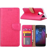 Merkloos Moto G5 Portemonnee hoesje / book case Pink