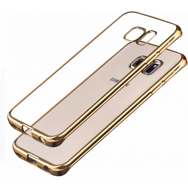 Merkloos Samaung Galaxy S7 TPU Soft Crystal Clear rug en galvaniseren Plating TPU bumper Goud