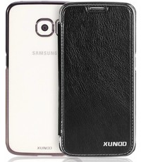 Merkloos Samsung Galaxy S8+ Plus Folio Flip hoesje + Pasjes met ultra Dunne transparant TPU cover Zwart