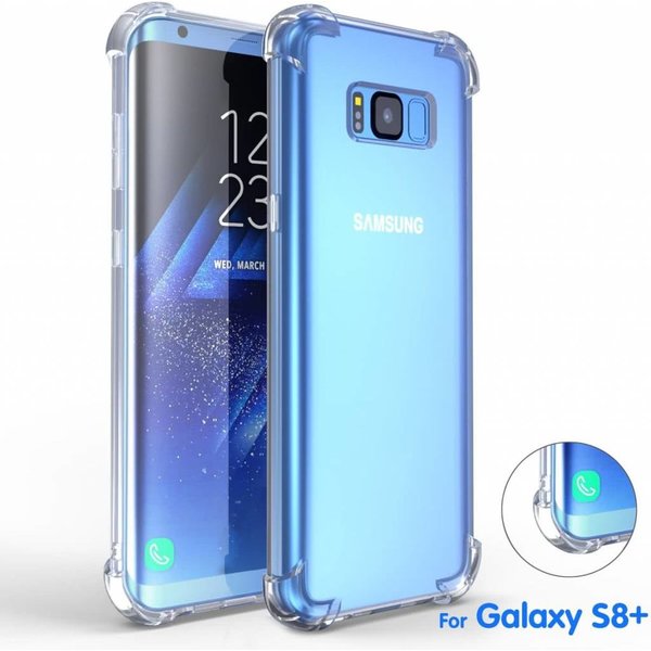 Merkloos Shock Proof (Drop Cushion) Case met TPU Soft Frame hoesje voor Samsung Galaxy S8+ (Plus) Transparant Doorzichtig