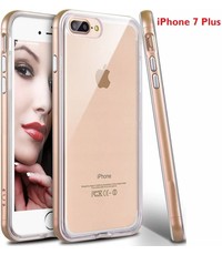 Merkloos iPhone 8 Plus / iPhone 7 Plus 5.5 inch TPU Transparant Back Case Hoesje Met Bumper Champagne Goud