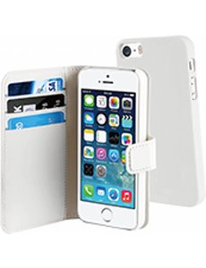 Muvit Muvit iPhone SE / 5 / 5S Magnetic Wallet Stand Case Met 3 Kaartsloten Wit