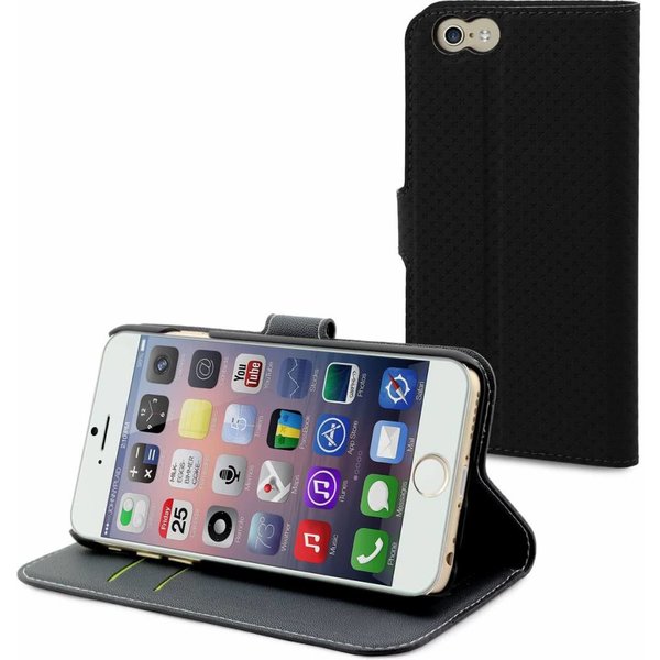 Muvit Muvit Geschikt voor iPhone 6+ (Plus) Wallet Case Met 3 Kaartsloten Zwart/Donker Grijs
