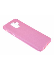 Merkloos Samsung Galaxy J6 (2018) Roze Glitter TPU backcover Hoesje