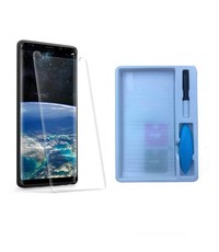 Merkloos Samsung Galaxy Note 9 UV liquid Curved Tempered Glass full cover met UV lampje