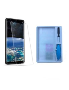 Merkloos Samsung Galaxy Note 9 UV liquid Curved Tempered Glass full cover met UV lampje