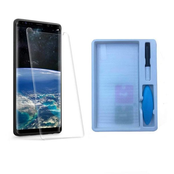 Merkloos Samsung Galaxy Note 9 UV liquid Curved Tempered Glass  full cover met UV lampje