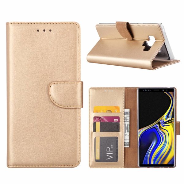 Merkloos  Samsung Galaxy Note 9 Portmeonnee Hoesje / Book Style Case Goud