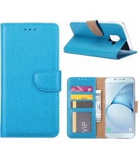 Merkloos Samsung Galaxy A6+ (2018) case Blauw Portemonnee hoesje met opbergvakjes