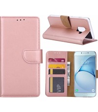 Merkloos Samsung Galaxy A6+ (2018) case Rose Goud Portemonnee hoesje met opbergvakjes