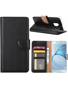 Merkloos Samsung Galaxy A6 (2018) case Zwart Portemonnee hoesje met opbergvakjes