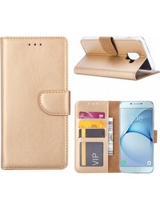 Merkloos Samsung Galaxy A6 (2018) case Goud Portemonnee hoesje met opbergvakjes