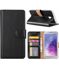 Merkloos Samsung Galaxy J4 (2018) case Zwart Portemonnee hoesje met opbergvakjes