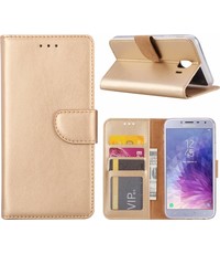 Merkloos Samsung Galaxy J4 (2018) case Goud Portemonnee hoesje met opbergvakjes