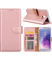 Merkloos Samsung Galaxy J4 (2018) case Rose Goud Portemonnee hoesje met opbergvakjes